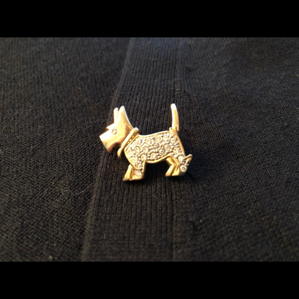 Gold tone & Rhinestone Scottie Dog Pin